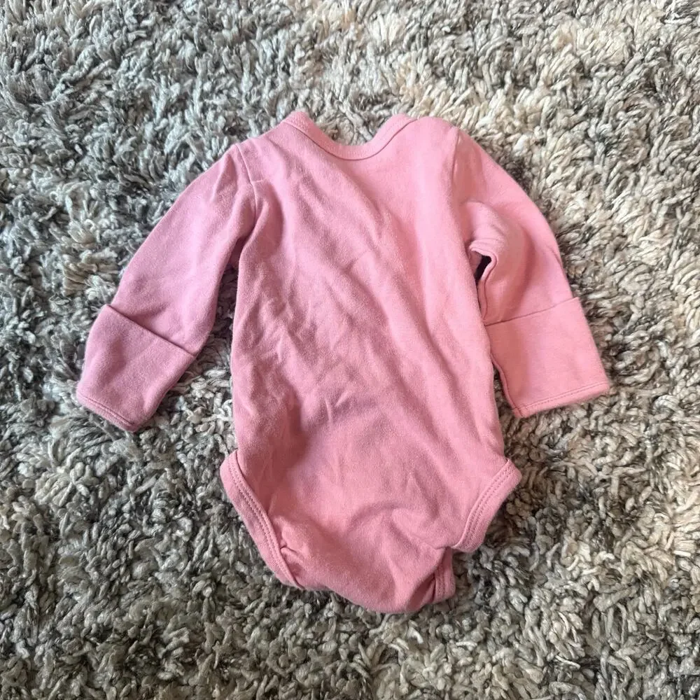 Goobie Baby Girl Pink Onesie Kimono Bodysuit 0-3 Months Shirt Cotton Long Sleeve
